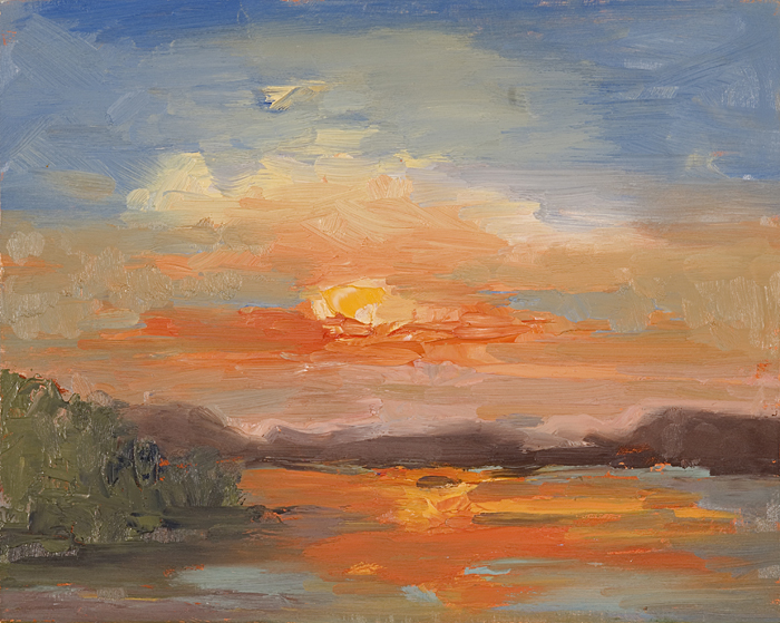 Bay Sunset | Oil on Panel | 10" x 8" | Karyn Dingledine
