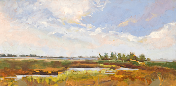 Marsh Sunset | Oil on Canvas | 12" x 6" | Karyn Dingledine