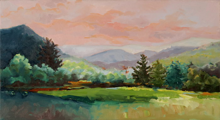 Mountain Sunset | Oil on Canvas | 22" x 12" | Karyn Dingledine | Sold
