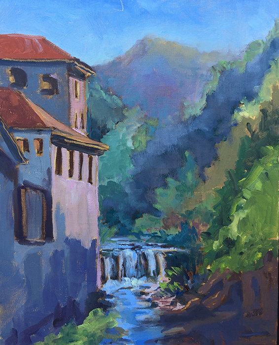 Seravezza Falls | Oil on Canvas | 8" x 10" | Karyn Gunther Smith