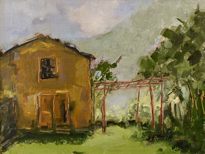 Shed with Arbor| Oil on Canvas | 9" x 12" | Karyn Gunther Smith