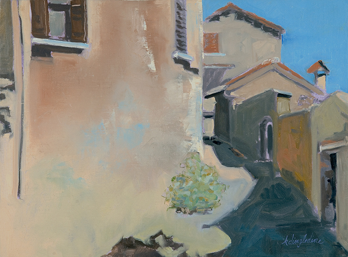 Walled Alleyway | Oil on Canvas | 11" x 15" | Karyn Gunther Smith